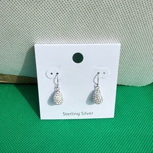 Sterling Silver Crystal Teardrop Dangle Earrings